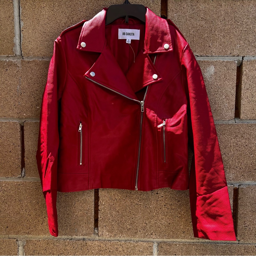 BB Dakota red leather jacket size small